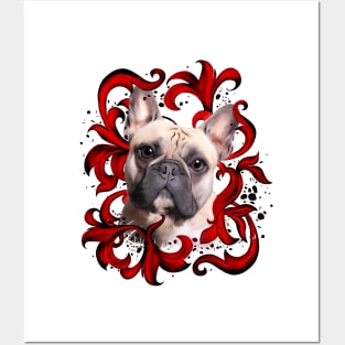 French bulldog, red leaves, frenchie lovers gift Edit Posters and Art